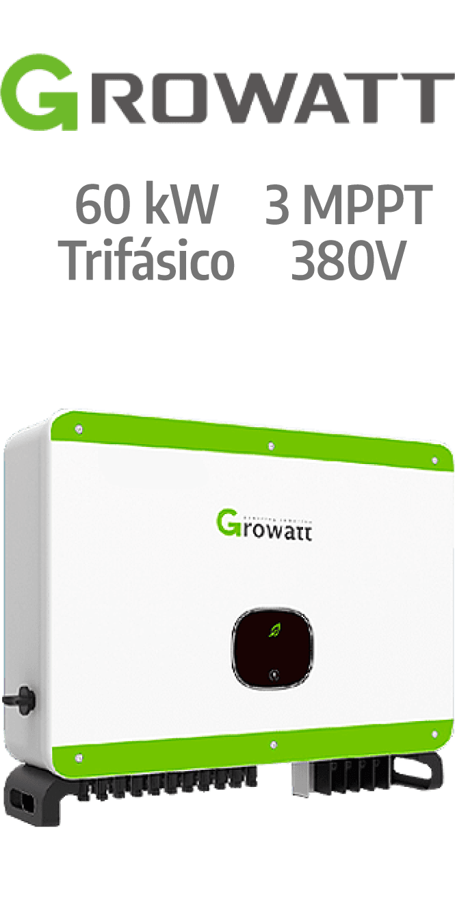 GROWATT ON-GRID 60KW - 380V - 3 MPPT (MAC60KTL3-X-LV)