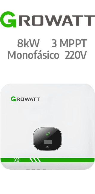 GROWATT ON-GRID 8KW - 220V - 3 MPPT - AFCI (MIN8000TL-X2)
