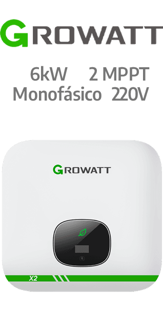 GROWATT ON-GRID 6KW - 220V - 2 MPPT - AFCI (MIN6000TL-X2)