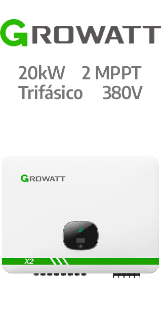GROWATT ON-GRID 20KW - 380V - 2 MPPT - AFCI (MID20KTL3-X2)