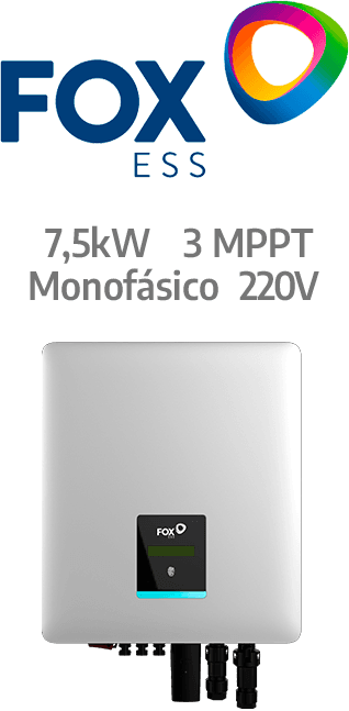 FOXESS ON-GRID 7.5KW - 220V - 3 MPPT - AFCI (G7.5)