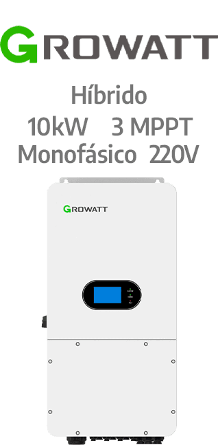 GROWATT HIBRIDO 10KW - 220V - 3 MPPT - AFCI (SPH10000TL-HU)