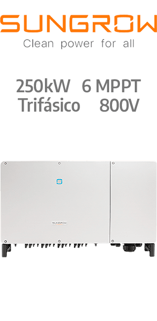 SUNGROW ON-GRID 250KW - 800V - 6 MPPT - AFCI (SG250HX-20)