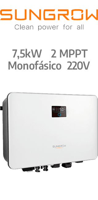 SUNGROW ON-GRID 7.5KW - 220V - 2 MPPT - AFCI (SG7.5RS-L)