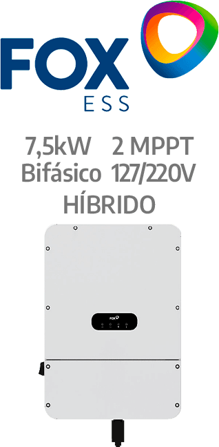 FOXESS HIBRIDO 7.5KW - 220V - SPLIT PHASE - 3 MPPT - AFCI (H1-7.5-US)