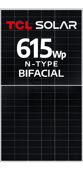 MÓDULO TCL 615WP BIFACIAL N-TYPE EF. 22.8% (HSM-ND66-GR615 G12R-66P)
