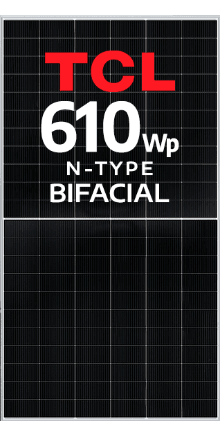 MÓDULO TCL 610P BIFACIAL N-TYPE EF. 22.6% (HSM-ND66-GR610G12R-66P)