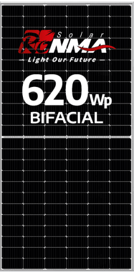 MÓDULO RONMA 620W BIFACIAL N-TYPE EF. 23% (RM620W-182R/132TB)