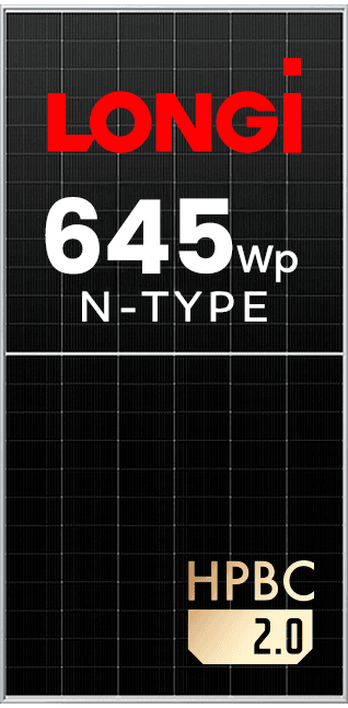MÓDULO LONGI 645WP MONOFACIAL N-TYPE EF. 23.9% (LR7-72HVH-645M)