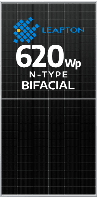 MÓDULO LEAPTON 620WP BIFACIAL N-TYPE EF. 22.95% FIBRA DE VIDRO (LP182-210-M-66-NB-620)