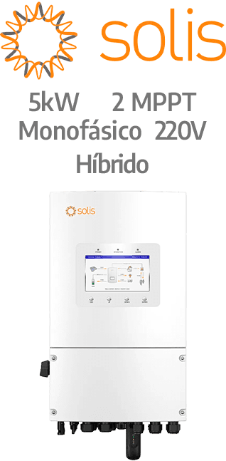 SOLIS HIBRIDO 5KW - 220V - 2MPPT - AFCI (S6-EH1P5K-L-PLUS)