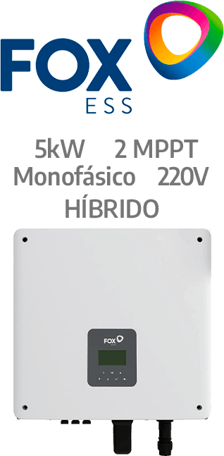 FOXESS HIBRIDO 5KW - 220V - 2MPPT - AFCI (H1-5.0-E-G2-WL)