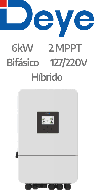 DEYE HIBRIDO 6KW - 220V - SPLIT PHASE - 2 MPPT - AFCI (SUN-6K-SG05LP2-US-SM2)