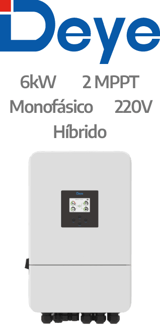 DEYE HIBRIDO 6KW - 220V - 2 MPPT - AFCI (SUN-6K-SG04LP1-EU-SM2)