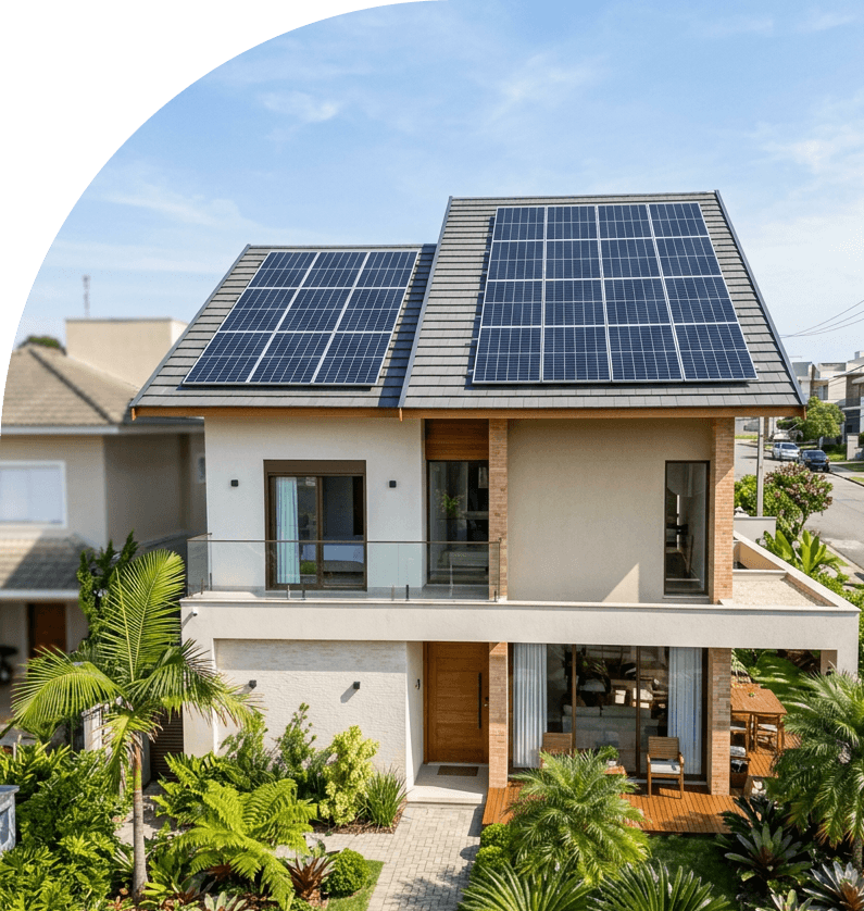 casa com placa solar