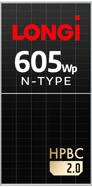 MÓDULO LONGI 605WP MONOFACIAL N-TYPE EF. 22.4% (LR7-72HTH-605M)