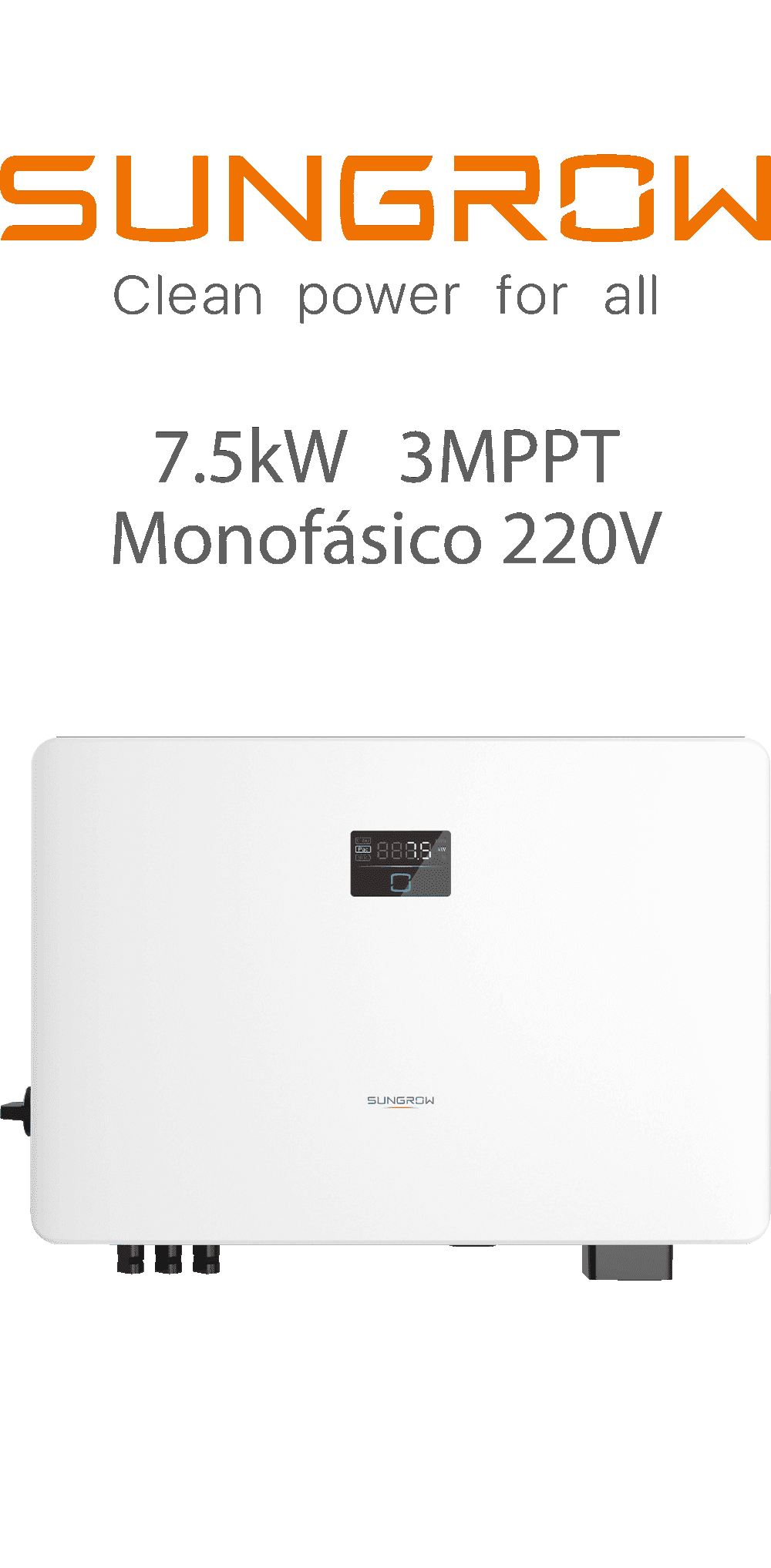 SUNGROW ON-GRID 7.5KW - 220V - 3 MPPTS - AFCI (SG7.5RS-L2)