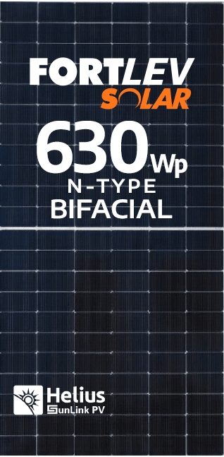 MÓDULO HELIUS 630WP BIFACIAL N-TYPE EF. 23.3% FIBRA DE VIDRO - CABO CURTO (HMB132T12R-630CB)