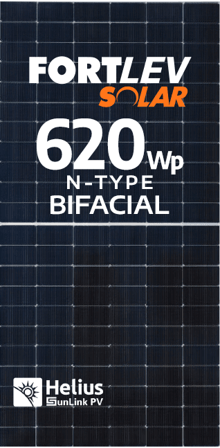 MÓDULO HELIUS 620WP BIFACIAL N-TYPE EF. 22.95% FIBRA DE VIDRO - CABO CURTO (HMB132T12R-620CB)